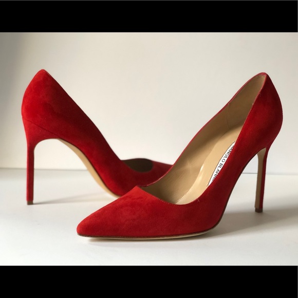 Manolo Blahnik Shoes - MANOLO BLAHNIK BB 105 RED SUEDE LEATHER POINTED
